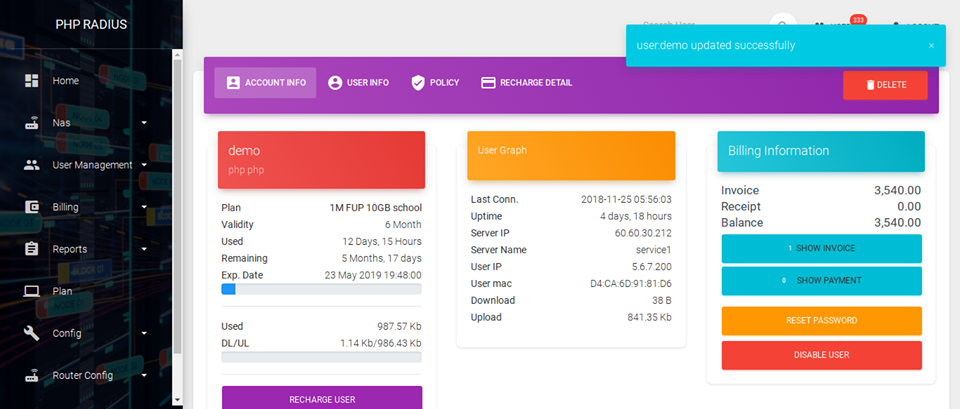 Change User Personal Infomation or generate a user cafe form