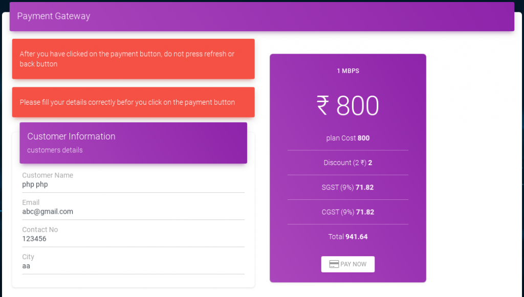 Client Portal Online Recharge