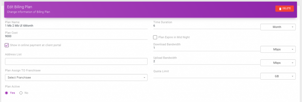 Assign Plan For Franchisee