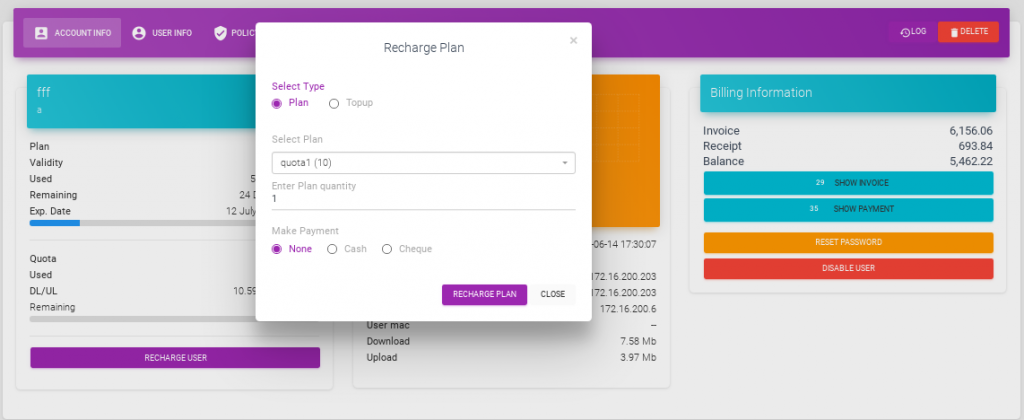 Do Advanced Recharge For User